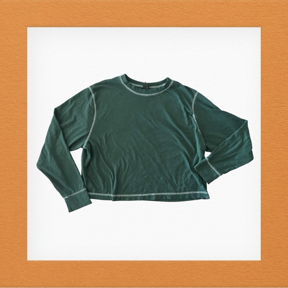 wild fable Tops - Wild Fable Forest Green Top with White Stitching